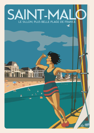 Affiche Saint-Malo Plage du sillon