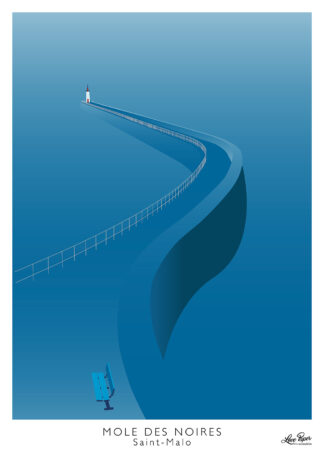 Affiche Saint-Malo Digue du môle des noires